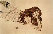 Egon Schiele, Female Nude Lying on  Her Stomach